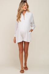 Light Blue Dash Stripe Maternity Romper