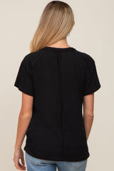 Black Raw Hem Maternity Tee