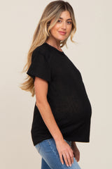 Black Raw Hem Maternity Tee