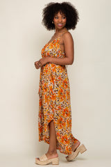 Orange Floral Sleeveless Jumpsuit