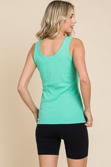 Mint Green Ribbed Basic Tank