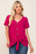 Magenta Button Tie Front Top