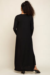 Black Ribbed Sleeveless Dress Cardigan Set