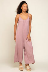 Mauve Basic Cropped Wide Leg Jumpsuit