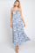 Blue Printed Tiered Maxi Dress