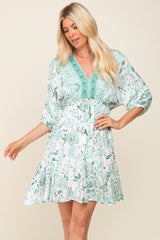 Mint Green Floral Border Print Maternity Dress