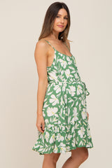 Green Floral Ruffle Maternity Dress