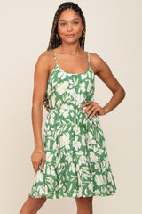 Green Floral Ruffle Maternity Dress