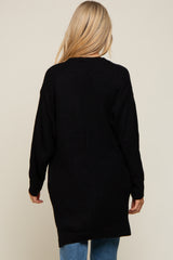 Black Cable Knit Accent Maternity Cardigan