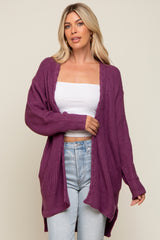 Plum Cable Knit Accent Maternity Cardigan