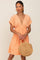 Peach V-Neck Tiered Cutout Back Dress