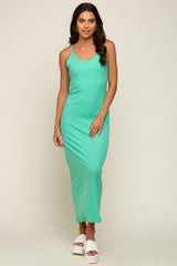 Mint Ribbed Sleeveless Maternity Maxi Dress