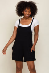 Black Front Pocket Overall Knit Romper