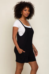 Black Front Pocket Overall Knit Romper