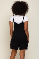 Black Front Pocket Overall Knit Romper