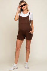 Mocha Front Pocket Overall Knit Maternity Romper