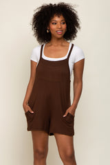 Mocha Front Pocket Overall Knit Maternity Romper