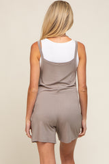 Taupe Front Pocket Overall Knit Maternity Romper