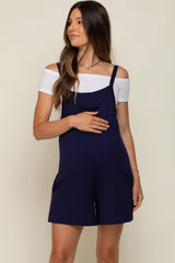 Navy Blue Front Pocket Overall Knit Maternity Romper