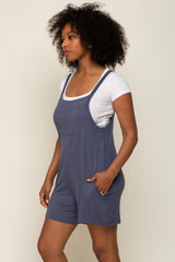 Blue Front Pocket Overall Knit Romper