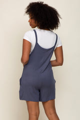 Blue Front Pocket Overall Knit Romper