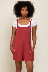 Rust Front Pocket Overall Knit Romper