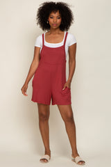 Rust Front Pocket Overall Knit Romper