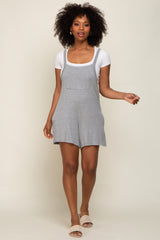 Heather Grey Front Pocket Overall Knit Romper