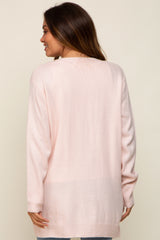 Light Pink Front Pocket Maternity Cardigan