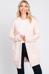 Light Pink Front Pocket Maternity Cardigan