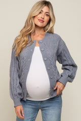 Grey Mixed Knit Maternity Cardigan