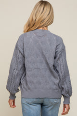 Grey Mixed Knit Maternity Cardigan