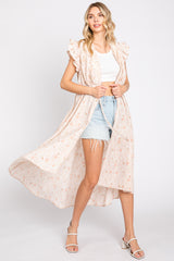 Peach Floral Front Tie Midi Cover Up