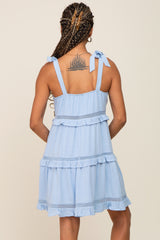 Light Blue Sleeveless Tiered Dress