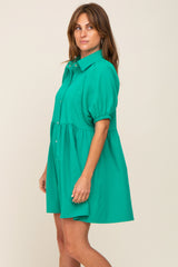 Green Button Down Mini Dress