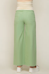 Mint Green Wide Leg Raw Hem Maternity Jeans