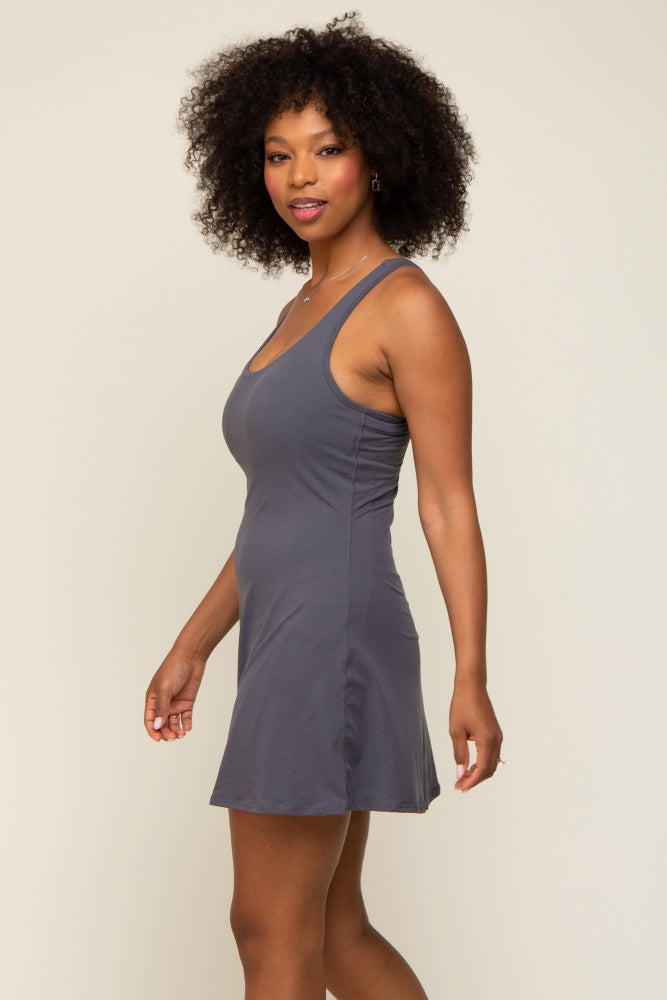 Grey Tennis Racerback Romper Dress