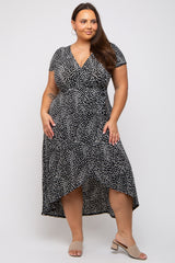 Black Animal Print Plus Maternity Wrap Dress