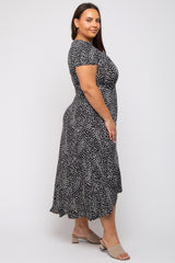 Black Animal Print Plus Wrap Dress