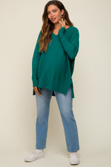 Hunter Green Knit Long Dolman Sleeve Maternity Top