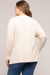 Cream Knit Long Dolman Sleeve Plus Maternity Top