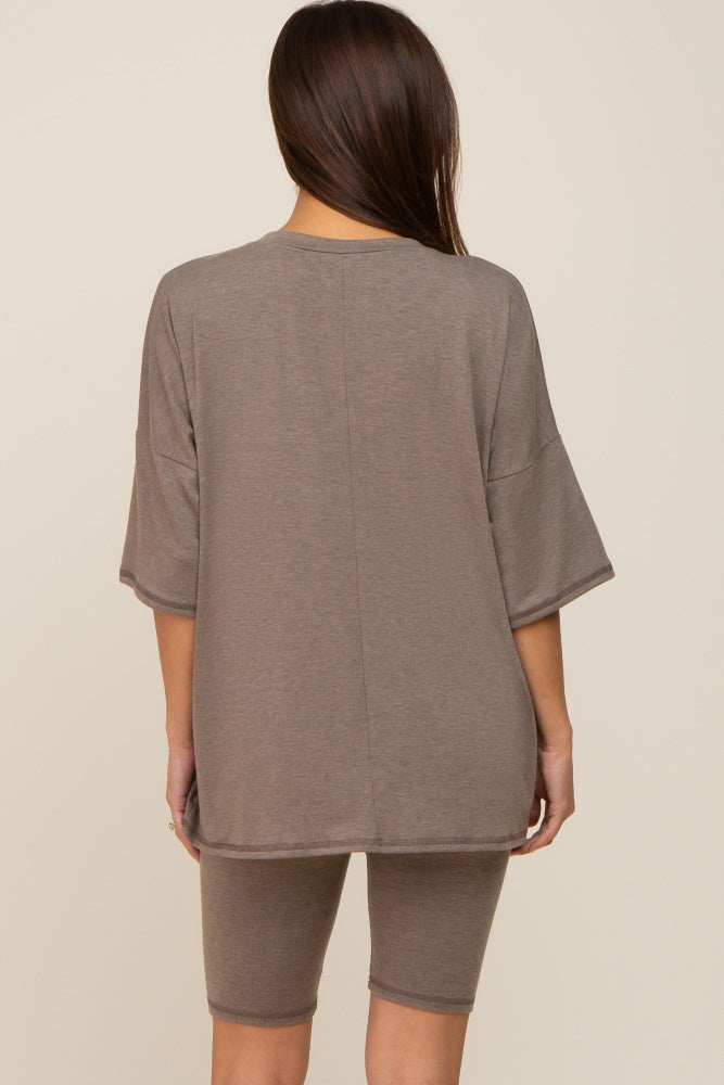 Mocha Biker Short Maternity Sleep Set