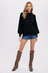 Black Knit Mock Neck Sweater