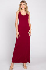 Burgundy Soft Knit Maternity Maxi Dress