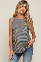 Black Striped Sleeveless Maternity Tank Top