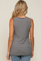 Black Striped Sleeveless Maternity Tank Top