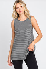 Black Striped Sleeveless Maternity Tank Top