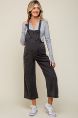 Black Front Pocket Cropped Maternity Overall