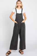 Black Front Pocket Cropped Overall