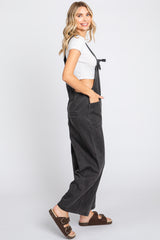 Black Front Pocket Cropped Overall